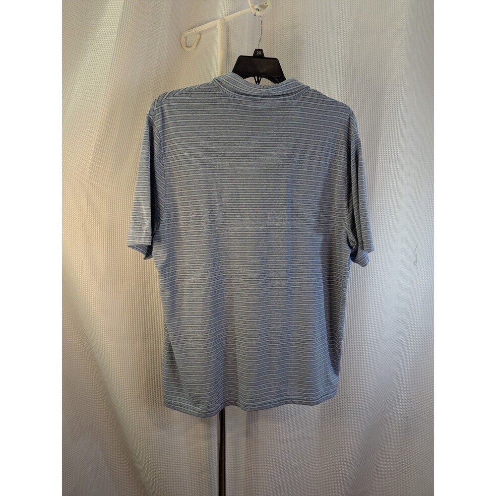 Faherty Shirt Men's Size XL Short Sleeve Polo Button Front Blue Striped (I14) - Picture 3 of 5